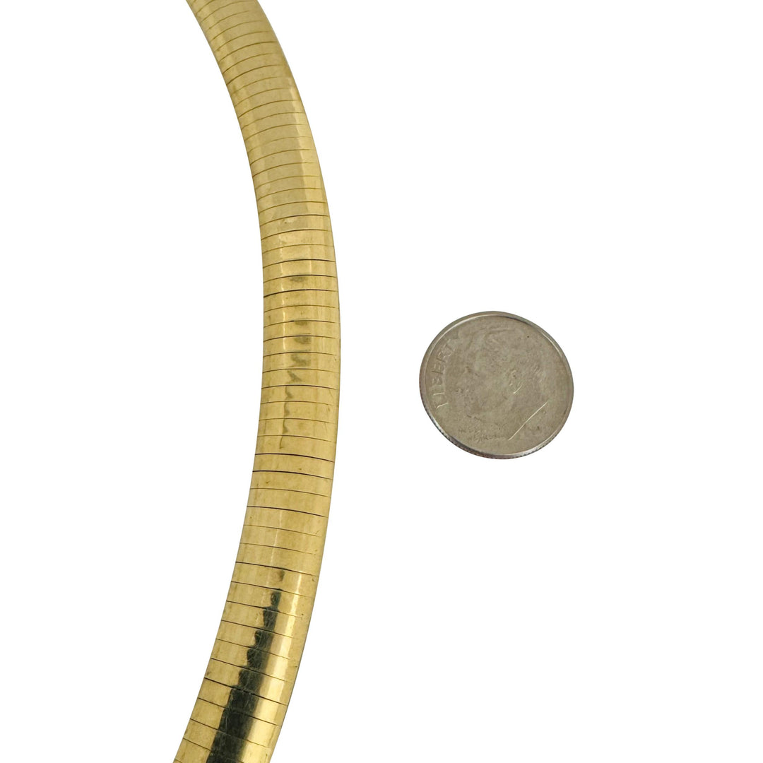 14k Yellow Gold 59.7g Solid Heavy 10mm Omega Link Necklace Italy 17"