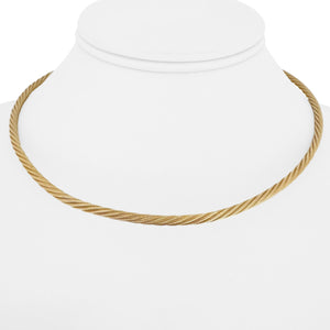 14k Yellow Gold 26.8g Solid Ladies Rigid Twisted Rope Collar Necklace 15"