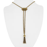 14k Yellow Gold 20.6g Solid Vintage Slide Lariat Tassel Necklace 26"