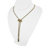 14k Yellow Gold 20.6g Solid Vintage Slide Lariat Tassel Necklace 26"