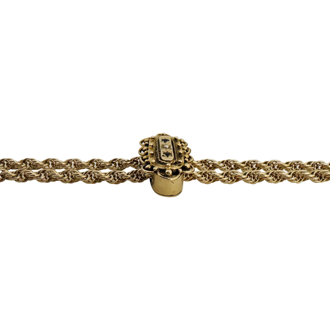 14k Yellow Gold 20.6g Solid Vintage Slide Lariat Tassel Necklace 26"