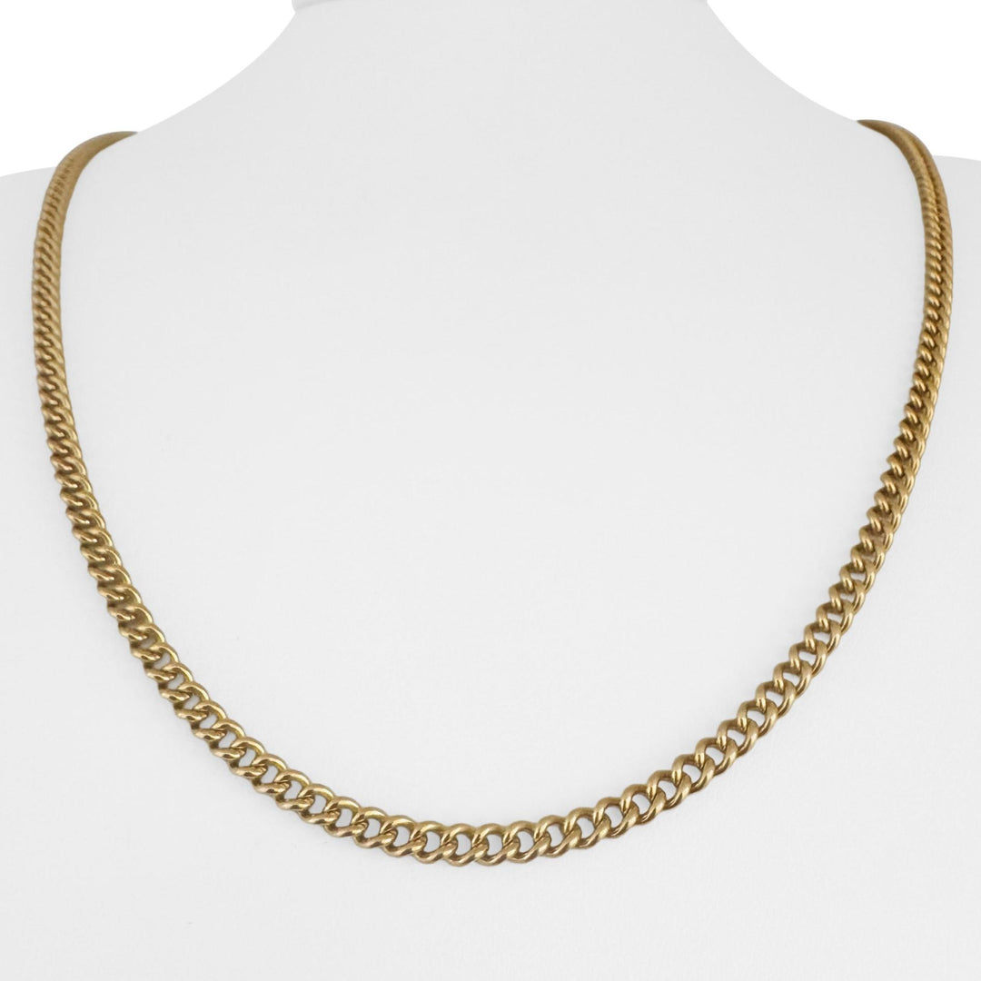 19k Portuguese Yellow Gold 25.4g Solid 3.5mm Curb Link Chain Necklace 22"