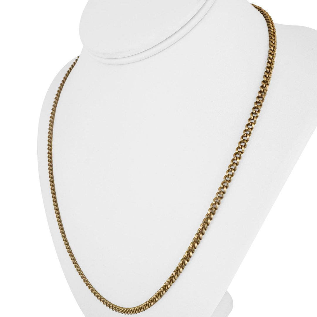 19k Portuguese Yellow Gold 25.4g Solid 3.5mm Curb Link Chain Necklace 22"