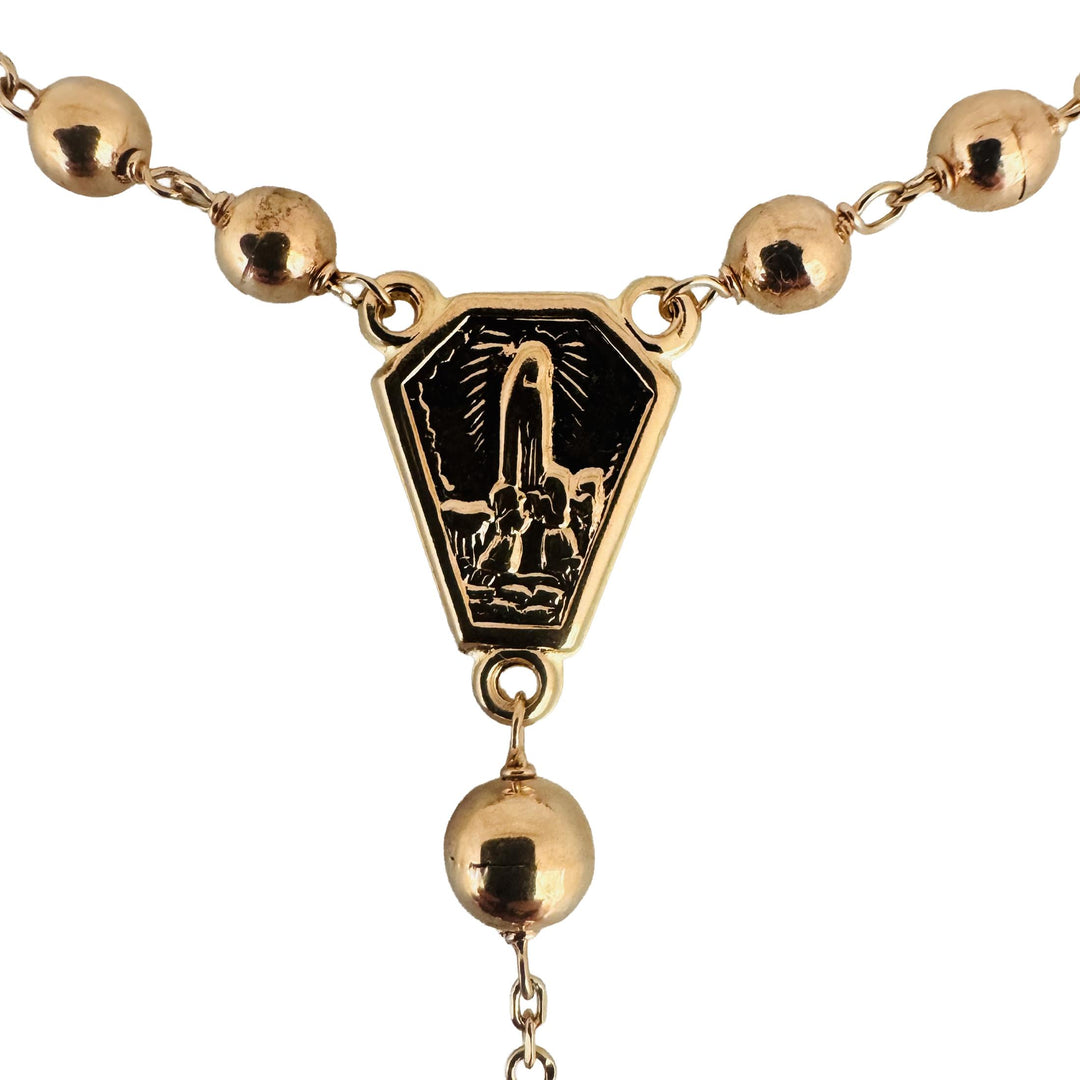 19k Portuguese Yellow Gold 11.9g Rosary Bead Necklace 21"
