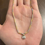 18k Yellow and White Gold 0.18ctt Diamond Pendant Bar Link Collar Necklace 15"