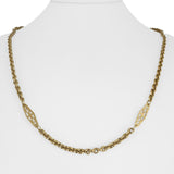 18k Yellow Gold 13g Semi Solid Cable Link Station Chain Necklace Italy 23"