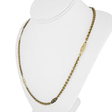 18k Yellow Gold 13g Semi Solid Cable Link Station Chain Necklace Italy 23"