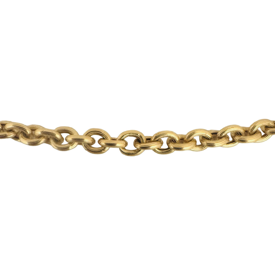 18k Yellow Gold 13g Semi Solid Cable Link Station Chain Necklace Italy 23"
