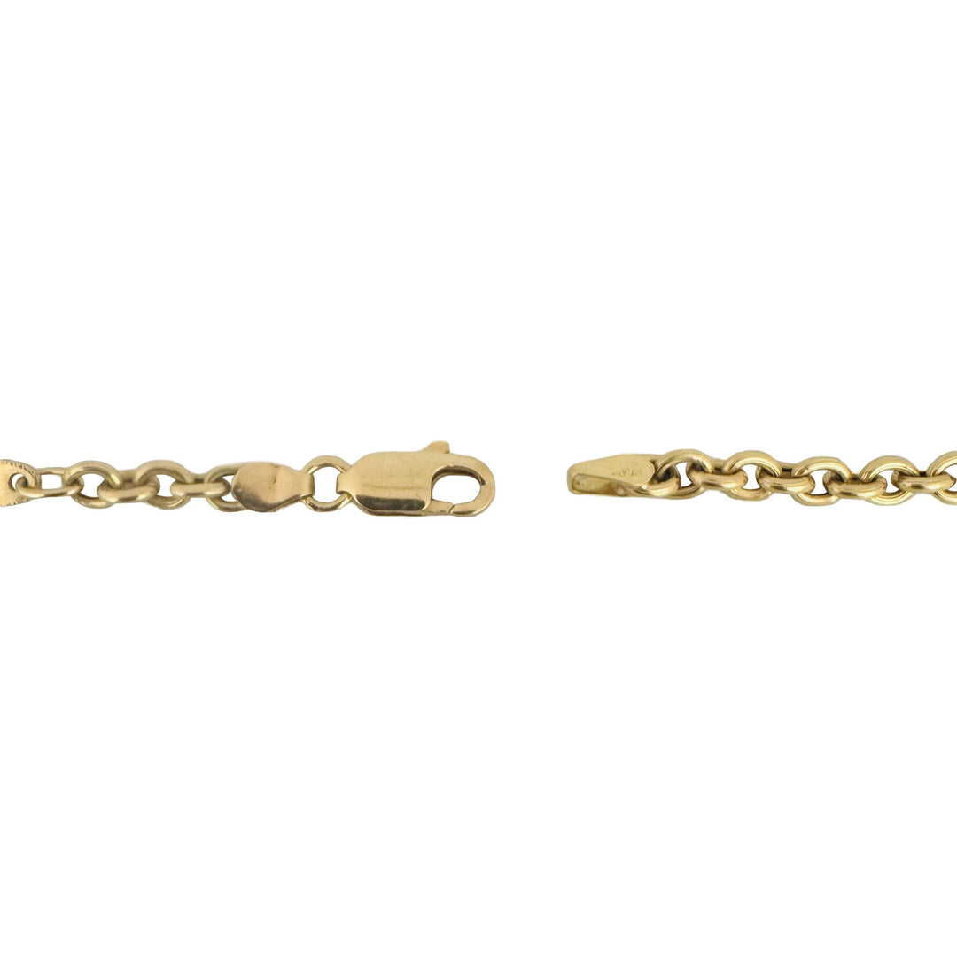 18k Yellow Gold 13g Semi Solid Cable Link Station Chain Necklace Italy 23"