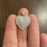 14k Yellow and White Gold 0.50cttw Pave Diamond Vintage Heart Pendant 1.2"