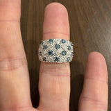 14k White Gold 1.25cttw Blue and White Diamond Wide Band Ring Size 7