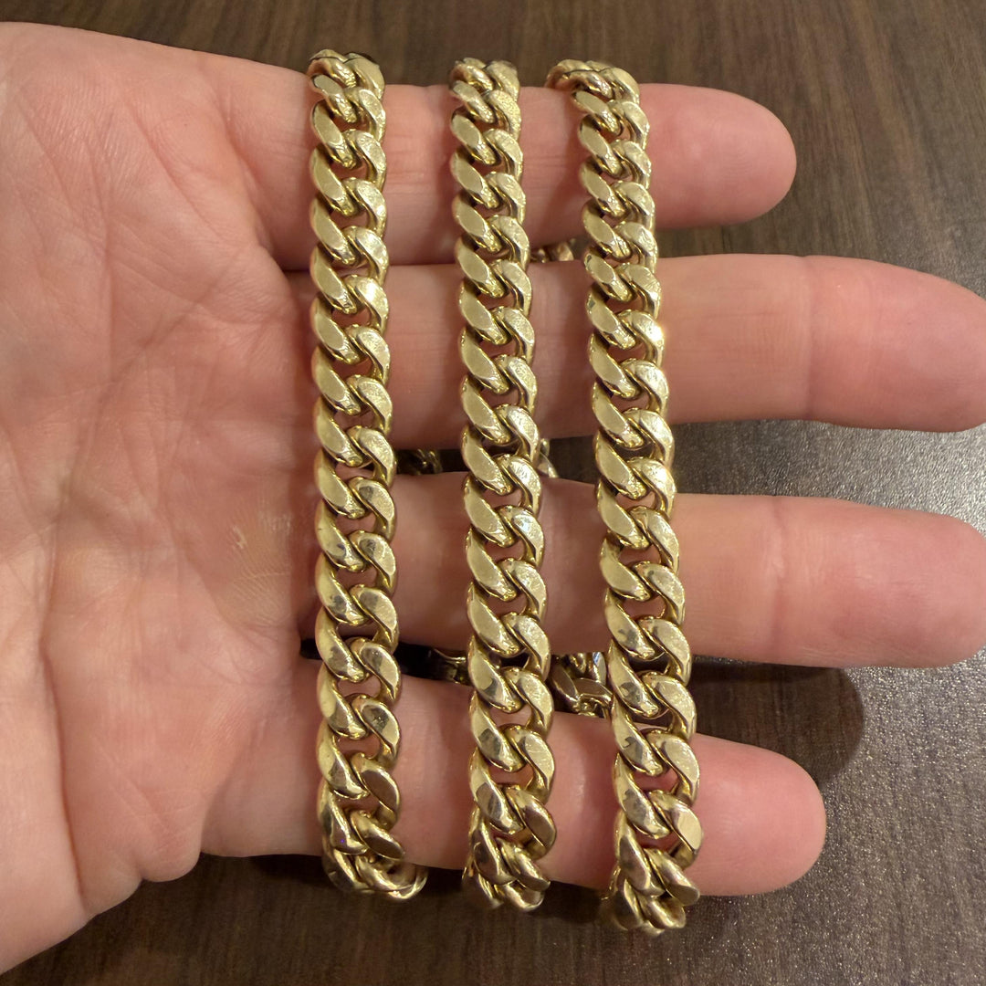 14k Yellow Gold 57.5g Semi Solid 9mm Cuban Curb Link Chain Necklace 26"