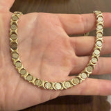 14k Yellow and White Gold 39.8g Hugs and Kisses XO Link Necklace Italy 18.5"