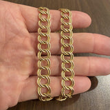 14K Yellow Gold 18.5g Semi Solid 12mm Double Curb Link Necklace Italy 16"