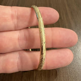 14k Yellow Gold 4.7g Vintage 4.5mm Floral Bangle Bracelet 7"