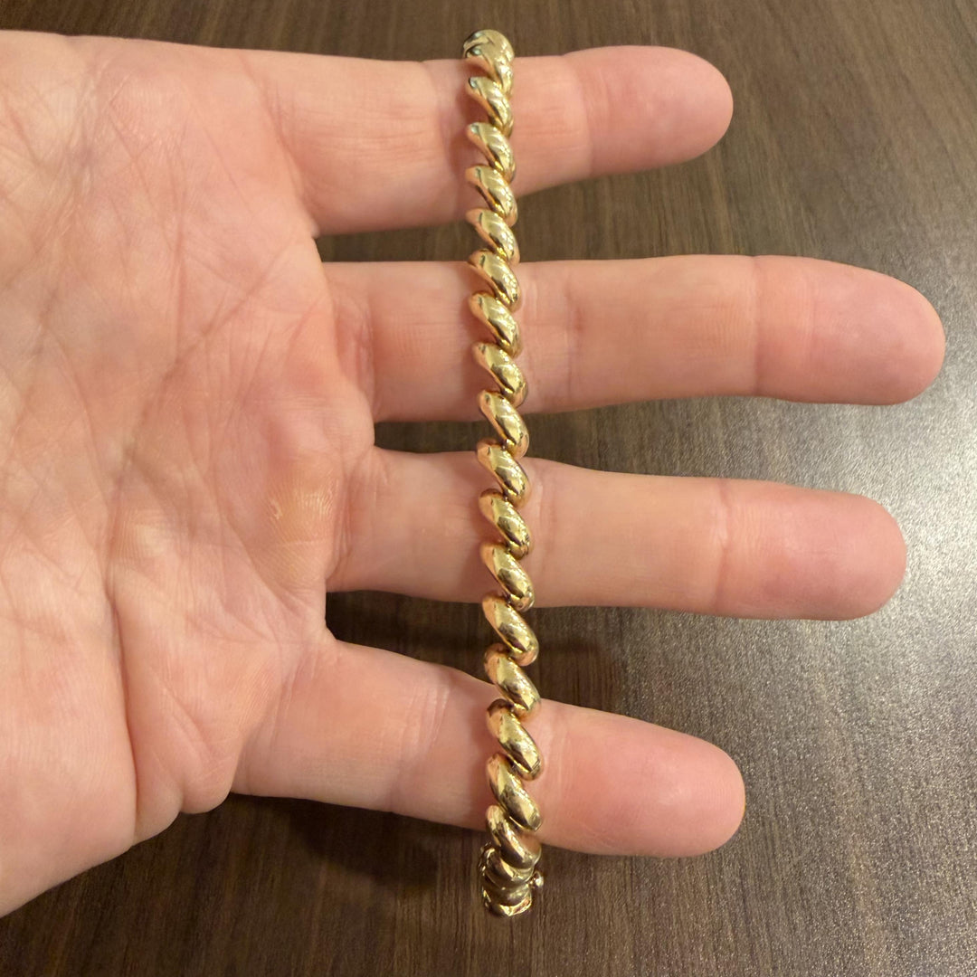 14k Yellow Gold 14.9g Ladies Polished 7mm San Marco Link Bracelet Italy 7"