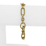 18k Yellow Gold 7.3g Hollow Vintage 7.5mm Fancy Cable Link Bracelet Italy 7.25"