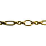 18k Yellow Gold 7.3g Hollow Vintage 7.5mm Fancy Cable Link Bracelet Italy 7.25"