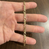 14k Yellow Gold 11.2g Solid Men's 5mm Figaro Link Bracelet Italy 8"