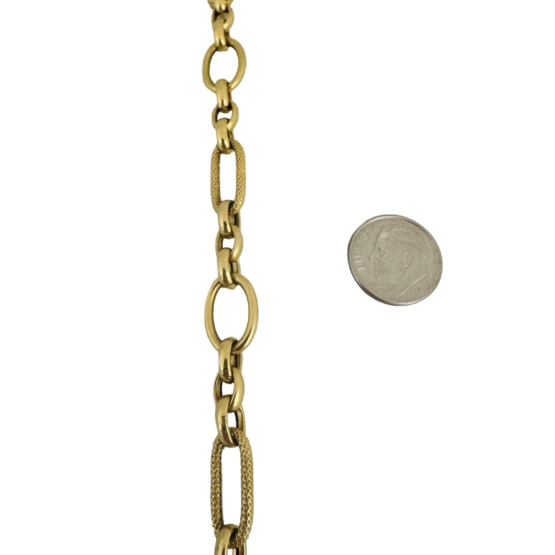 18k Yellow Gold 7.3g Hollow Vintage 7.5mm Fancy Cable Link Bracelet Italy 7.25"
