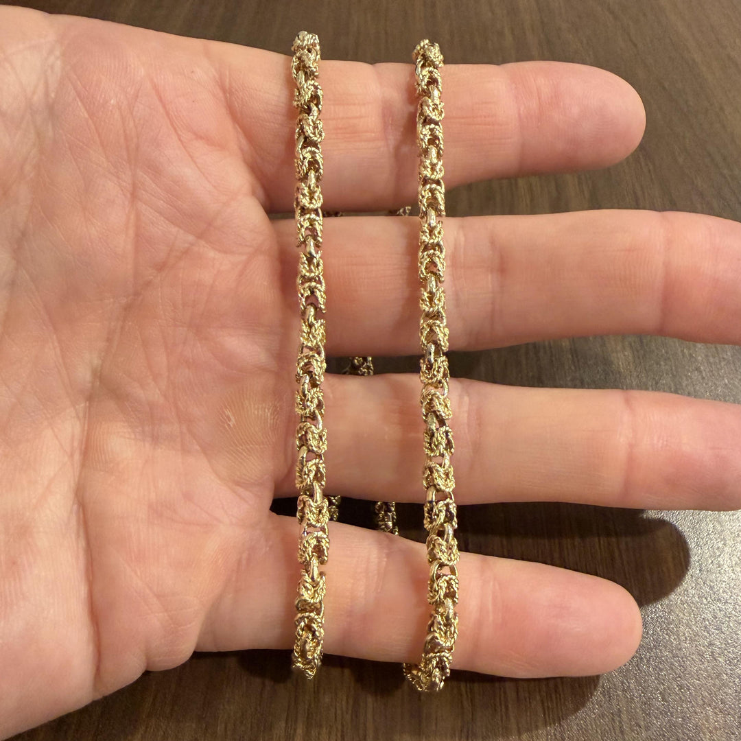 14k Yellow Gold 32.4g Solid Vintage 3.5mm Squared Byzantine Link Necklace 18.5"