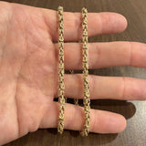 14k Yellow Gold 32.4g Solid Vintage 3.5mm Squared Byzantine Link Necklace 18.5"