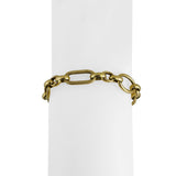 18k Yellow Gold 7.3g Hollow Vintage 7.5mm Fancy Cable Link Bracelet Italy 7.25"
