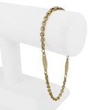 18k Yellow Gold 5.7g Semi Solid Cable Link Station Bracelet Italy 9"