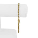 18k Yellow Gold 5.7g Semi Solid Cable Link Station Bracelet Italy 9"