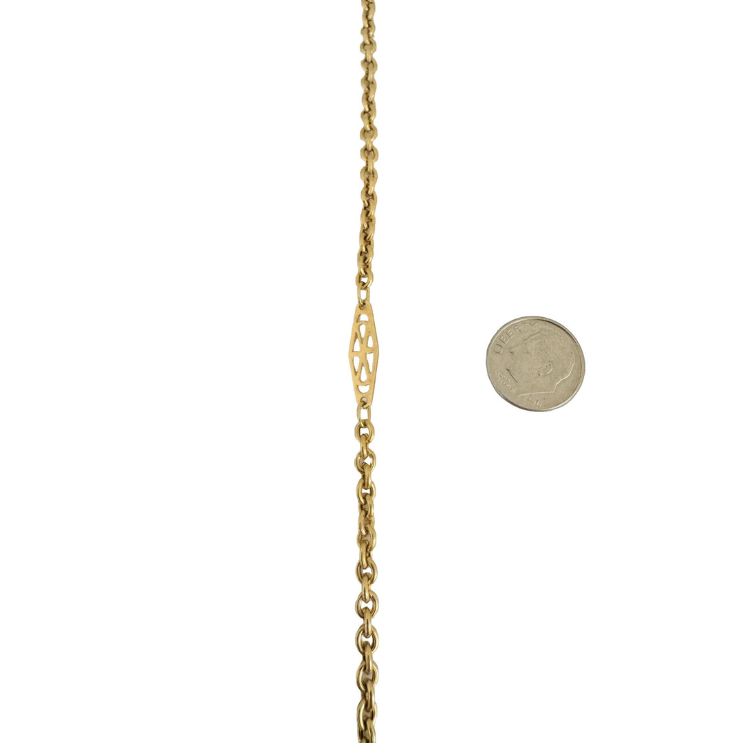 18k Yellow Gold 5.7g Semi Solid Cable Link Station Bracelet Italy 9"