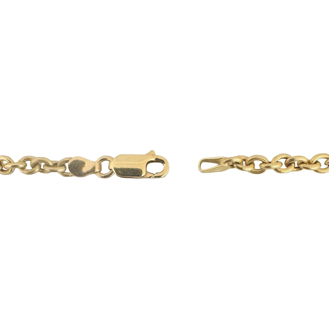 18k Yellow Gold 5.7g Semi Solid Cable Link Station Bracelet Italy 9"
