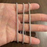 14k White Gold 41.4g Solid Heavy 3mm Squared Franco Link Chain Necklace 30"