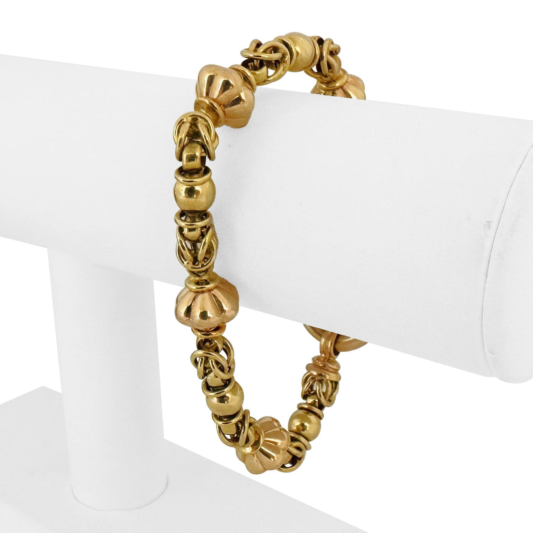 18k Yellow Gold 32g Heavy Vintage Fancy Link Bracelet Italy 8"