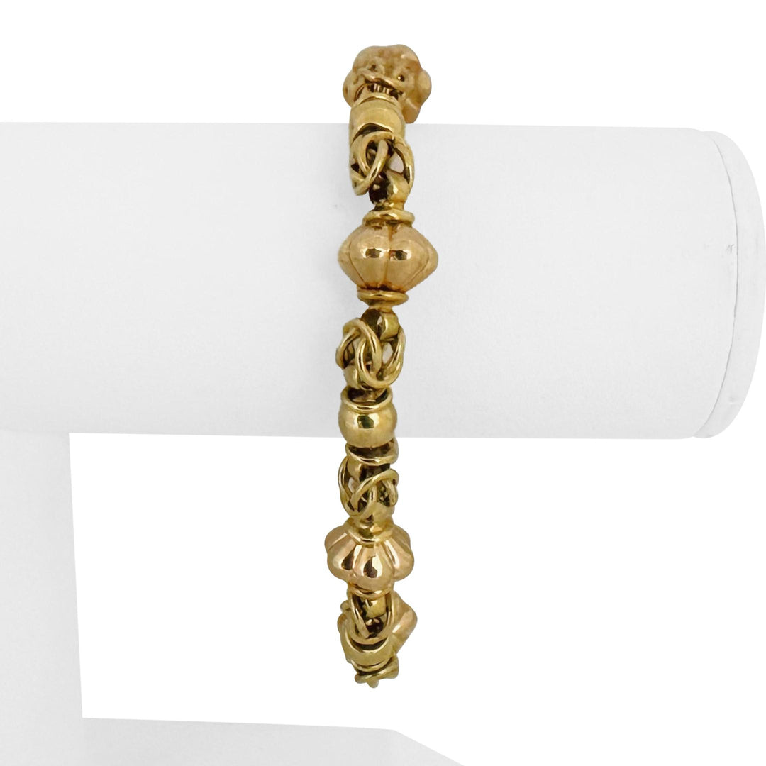 18k Yellow Gold 32g Heavy Vintage Fancy Link Bracelet Italy 8"