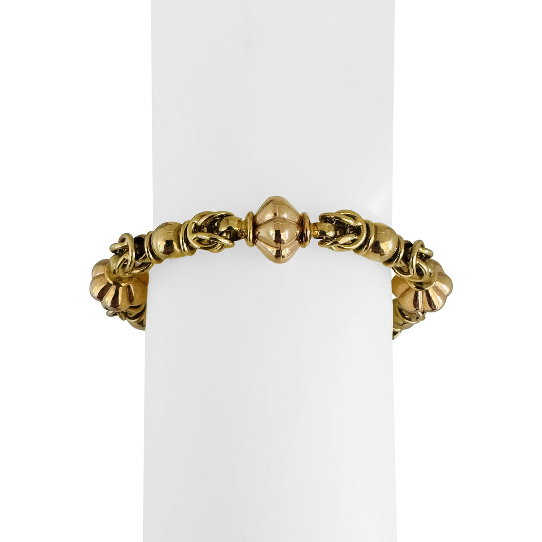18k Yellow Gold 32g Heavy Vintage Fancy Link Bracelet Italy 8"