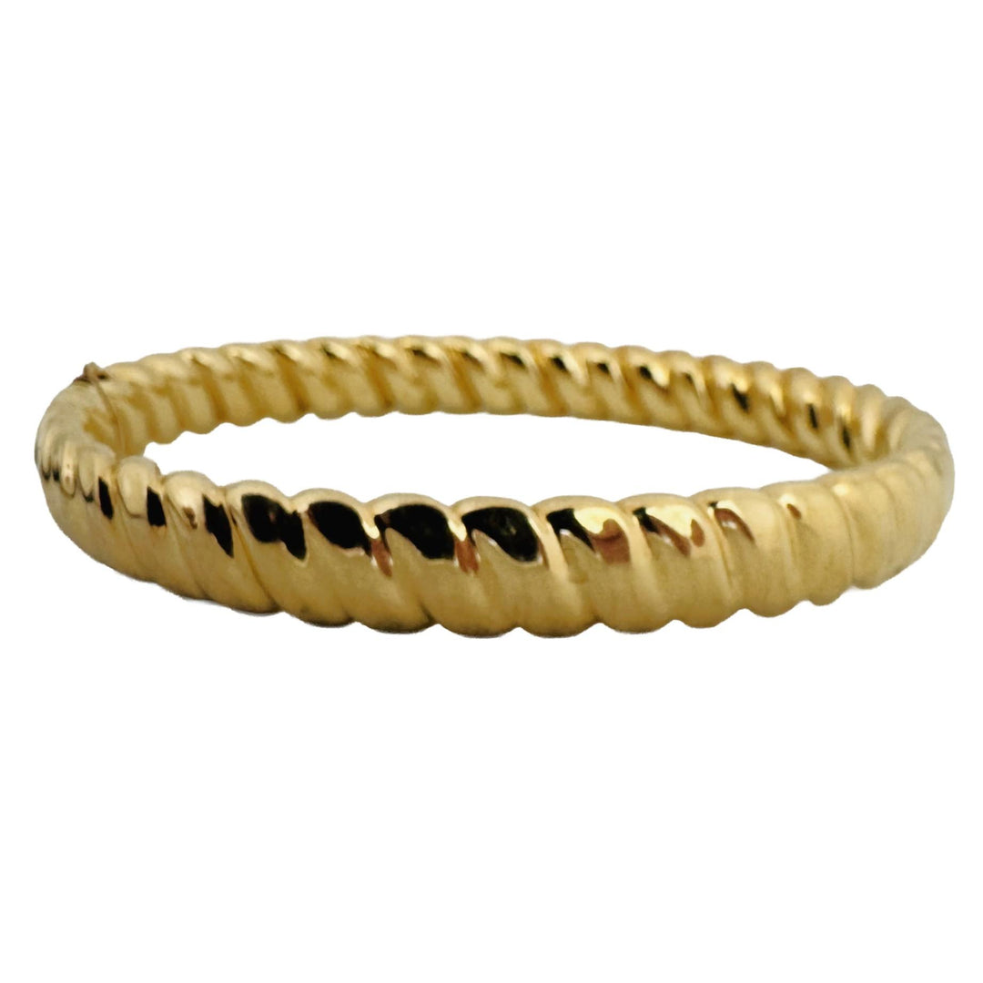 14kk Yellow Gold 14.2g Ladies Large 9mm Spiral Bangle Bracelet 8.25"