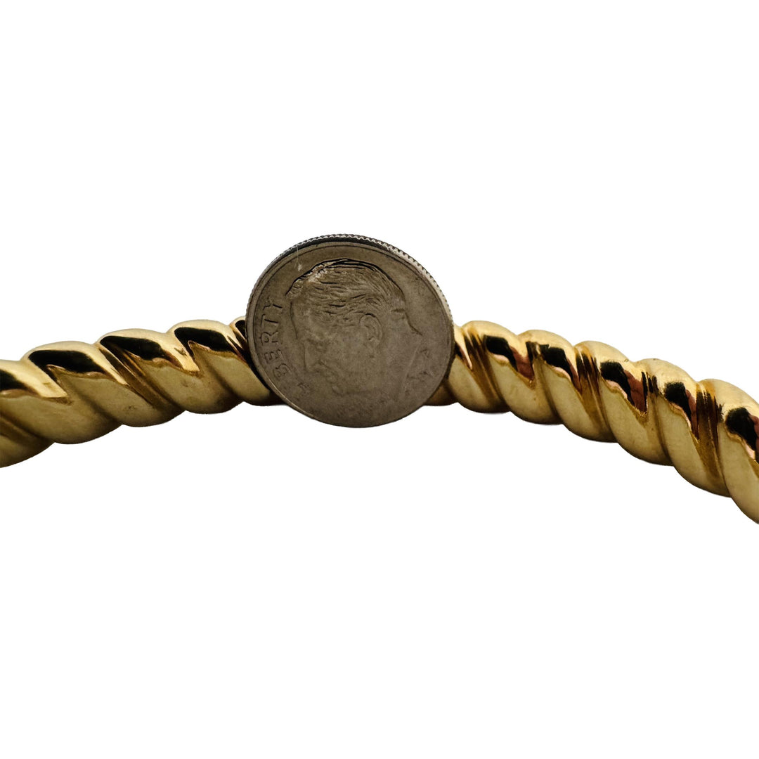 14kk Yellow Gold 14.2g Ladies Large 9mm Spiral Bangle Bracelet 8.25"