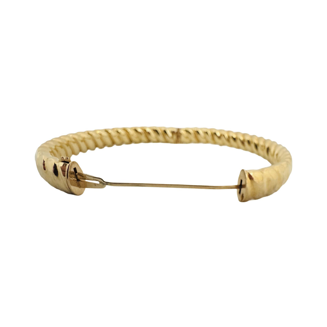 14kk Yellow Gold 14.2g Ladies Large 9mm Spiral Bangle Bracelet 8.25"