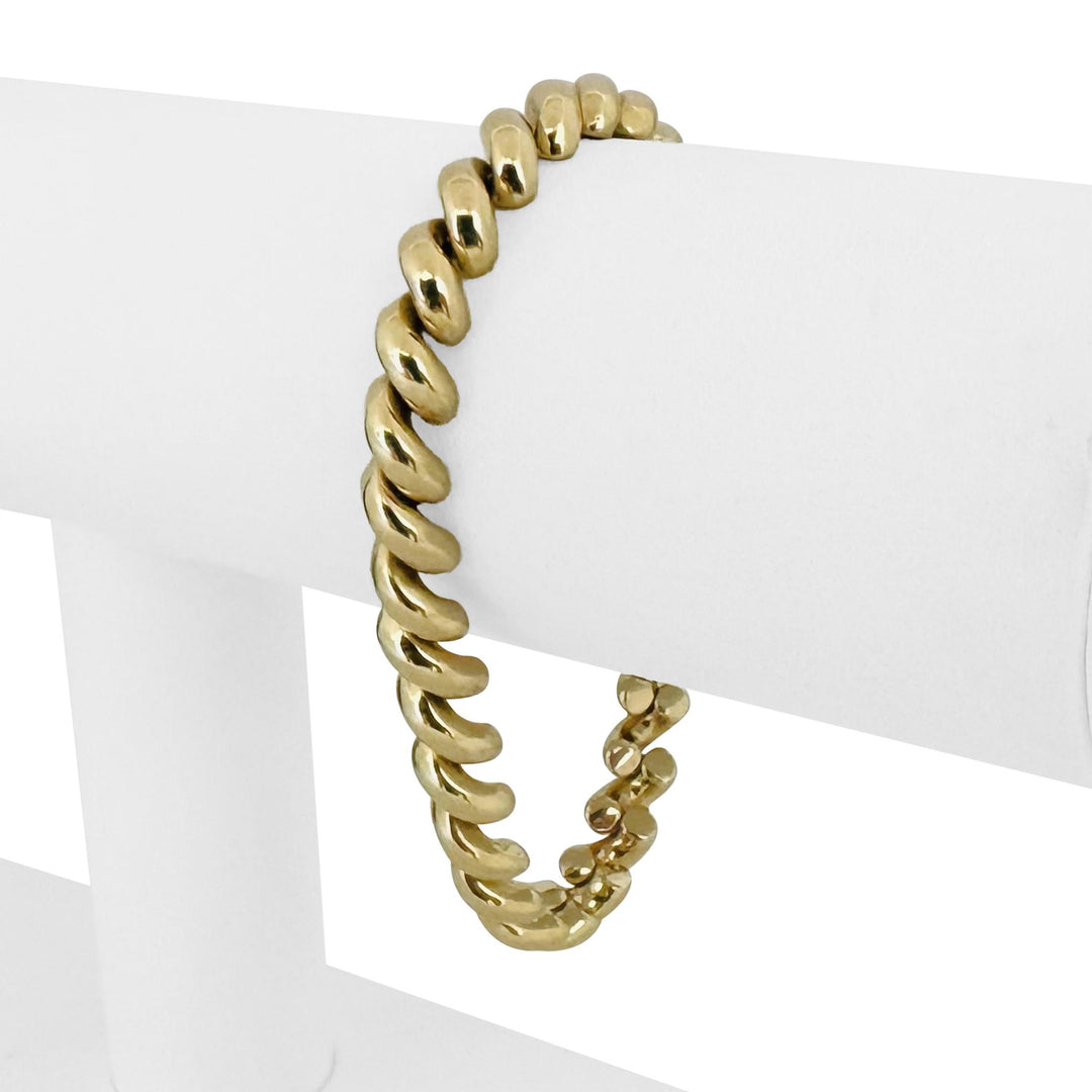 14k Yellow Gold 23.5g Ladies Polished 7mm San Marco Link Bracelet Italy 7"