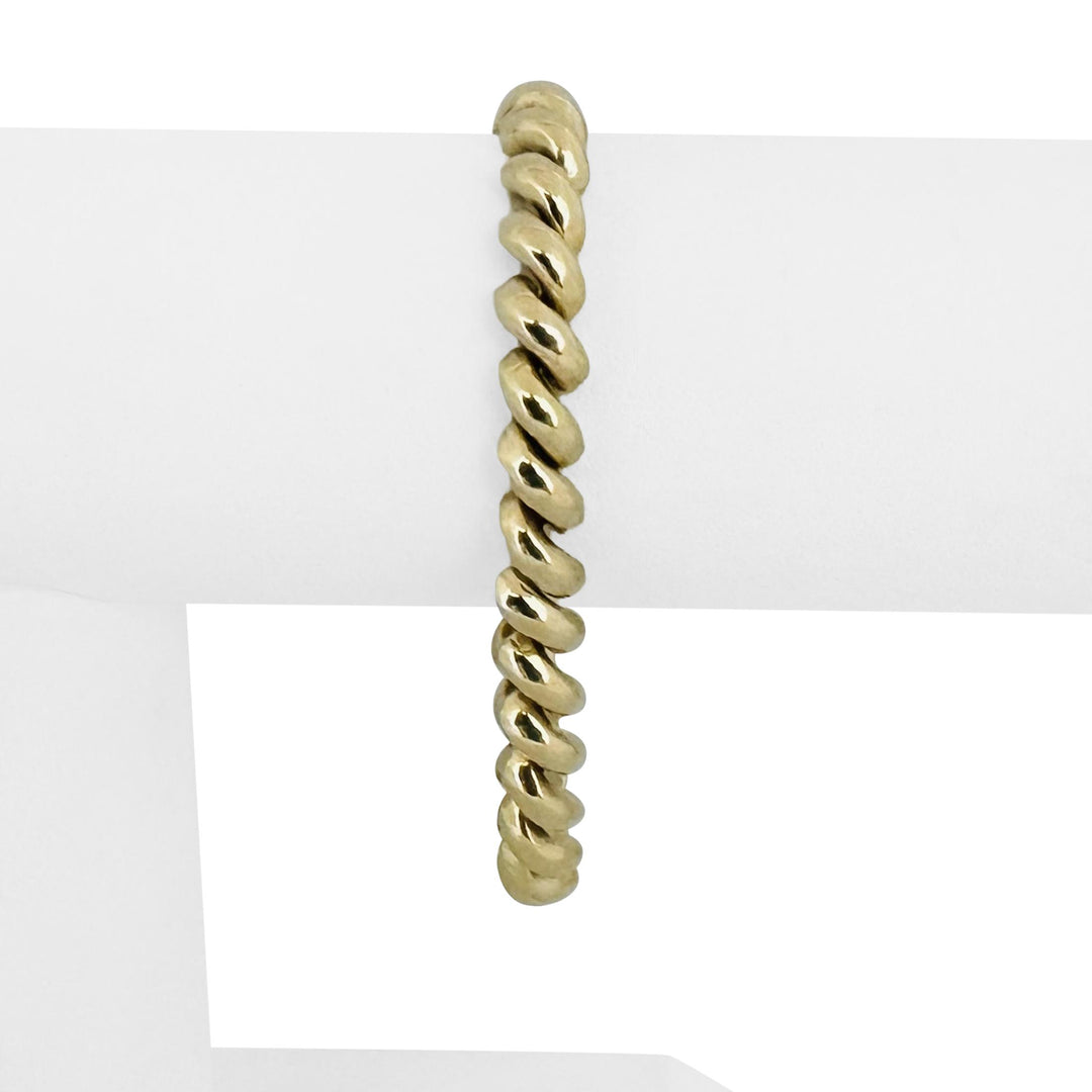 14k Yellow Gold 23.5g Ladies Polished 7mm San Marco Link Bracelet Italy 7"