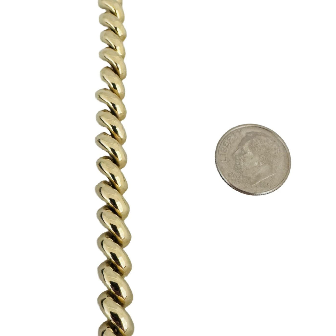 14k Yellow Gold 23.5g Ladies Polished 7mm San Marco Link Bracelet Italy 7"