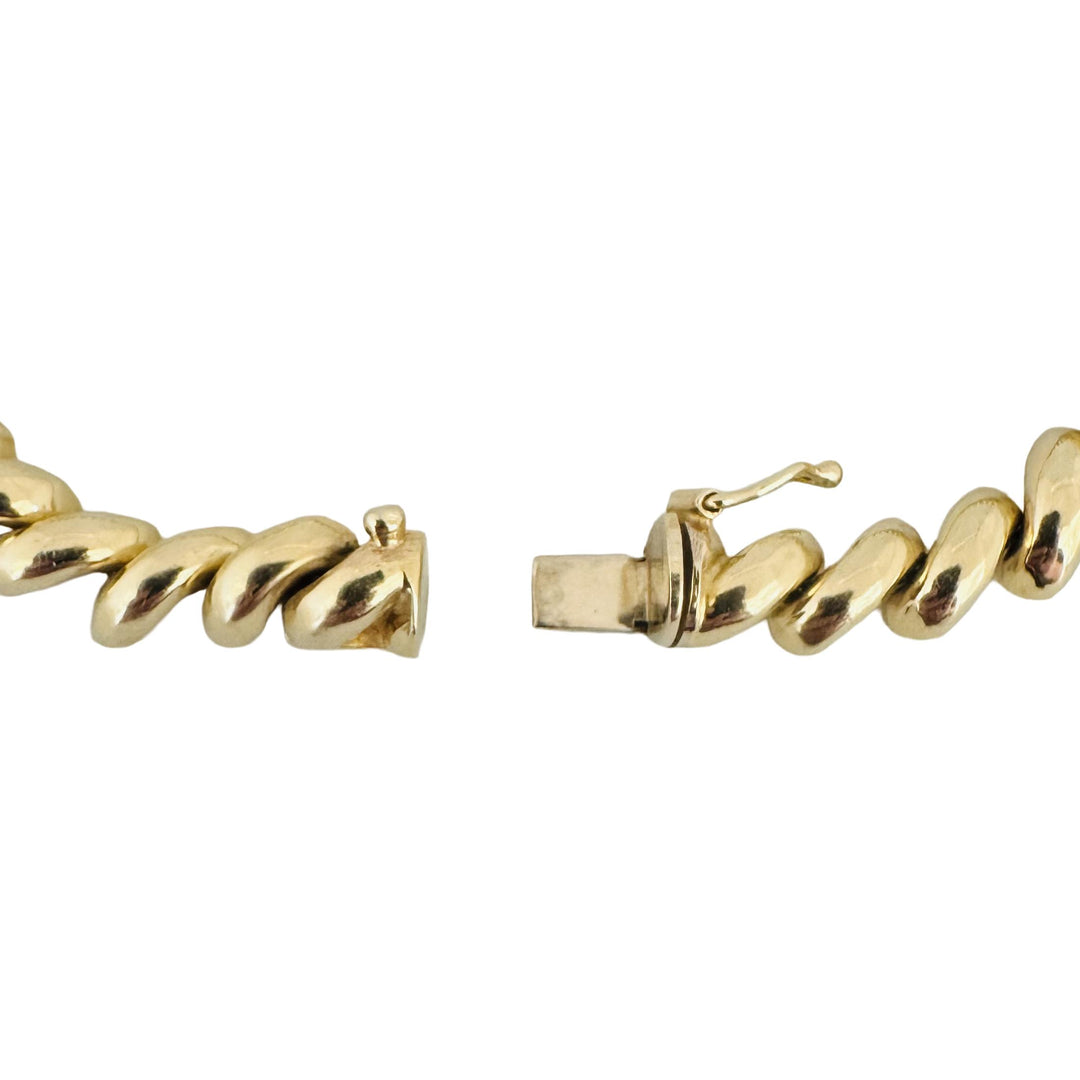 14k Yellow Gold 23.5g Ladies Polished 7mm San Marco Link Bracelet Italy 7"