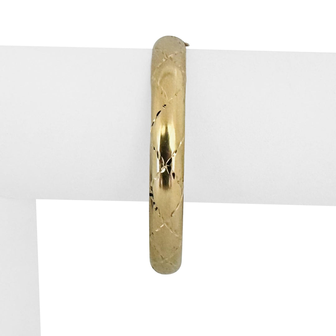 14k Yellow Gold 11.3g Ladies Polished 8mm Diamond Cut Bangle Bracelet 7"
