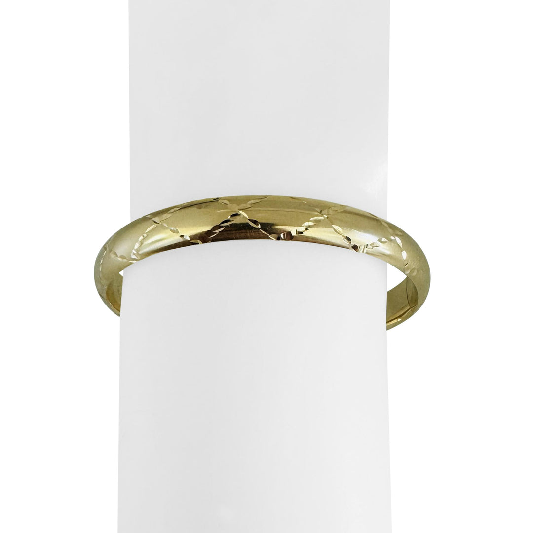 14k Yellow Gold 11.3g Ladies Polished 8mm Diamond Cut Bangle Bracelet 7"