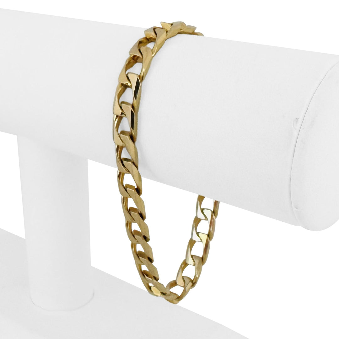 14k Yellow Gold 23g Solid Vintage 7mm Squared Curb Link Bracelet Italy 7.75"