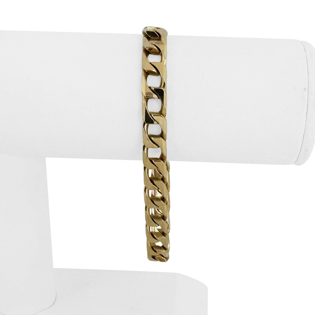 14k Yellow Gold 23g Solid Vintage 7mm Squared Curb Link Bracelet Italy 7.75"