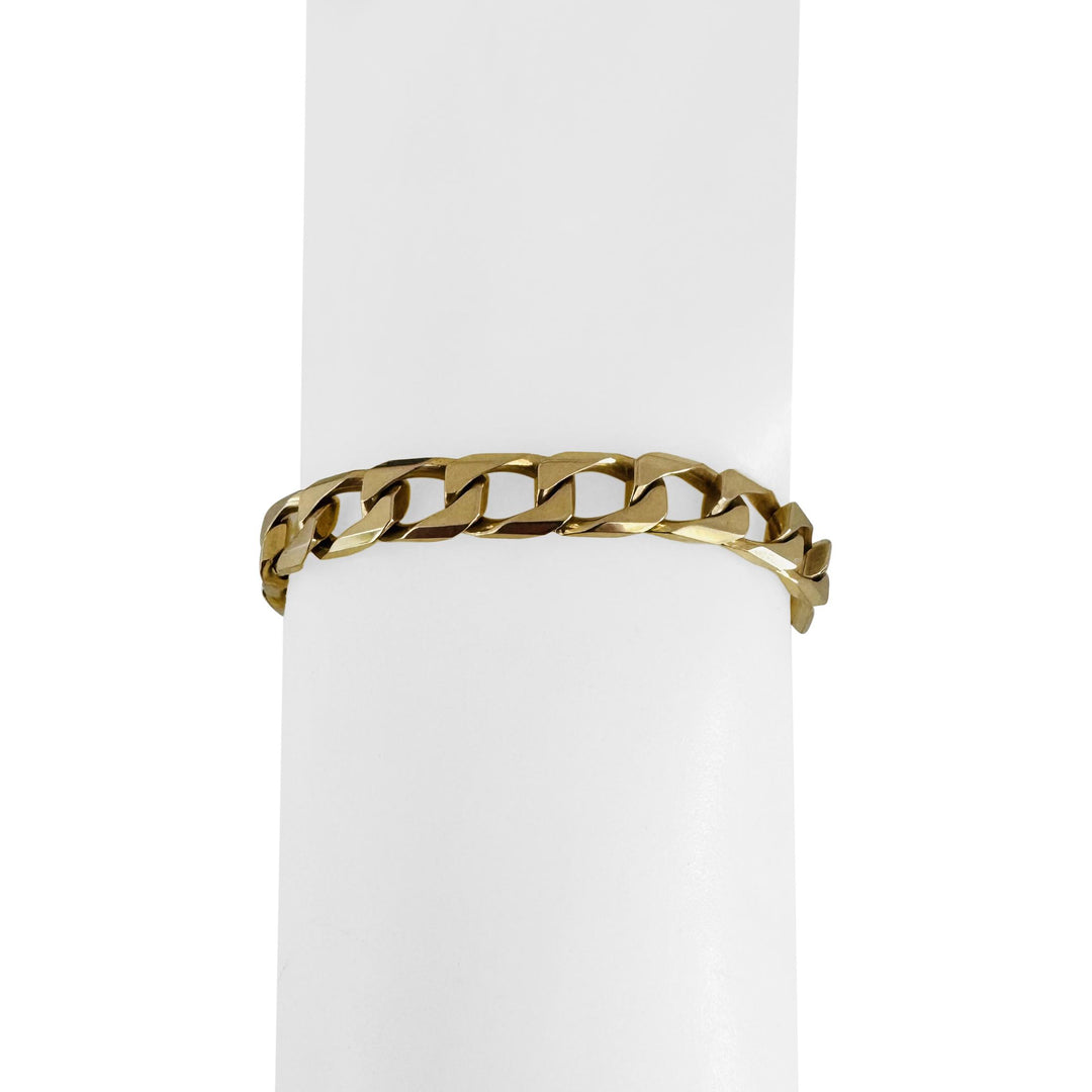 14k Yellow Gold 23g Solid Vintage 7mm Squared Curb Link Bracelet Italy 7.75"