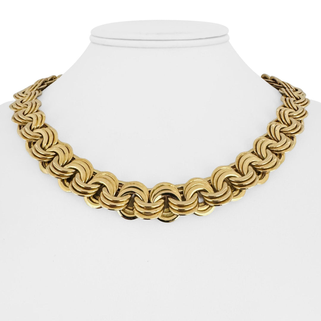 14K Yellow Gold 65g Heavy 14mm Triple Curb Link Necklace Italy 18.5"