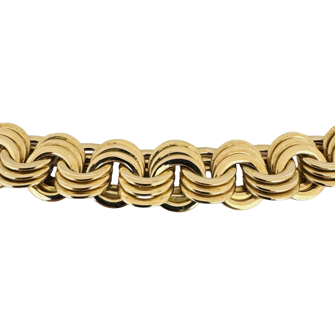 14K Yellow Gold 65g Heavy 14mm Triple Curb Link Necklace Italy 18.5"