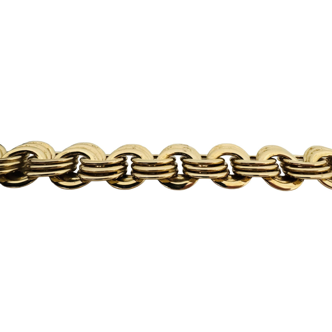 14K Yellow Gold 65g Heavy 14mm Triple Curb Link Necklace Italy 18.5"